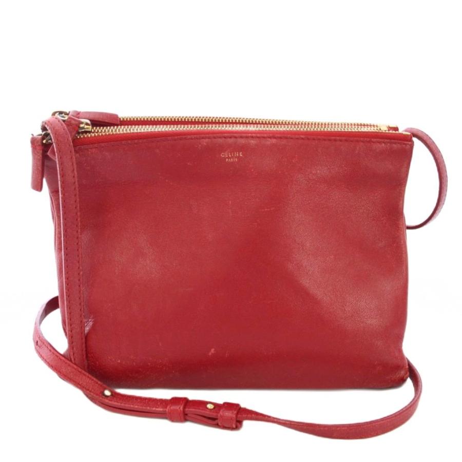 【美品】セリーヌ　フィービー期　トリオ　ラージ　レッド　ショルダーバッグ CELINE（セリーヌ） フィービー期 トリオラージ ショルダーバッグ