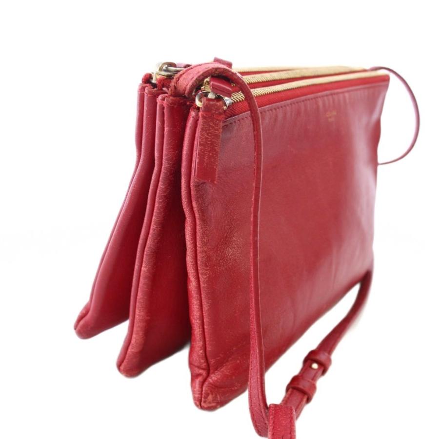 【美品】セリーヌ　フィービー期　トリオ　ラージ　レッド　ショルダーバッグ CELINE（セリーヌ） フィービー期 トリオラージ ショルダーバッグ