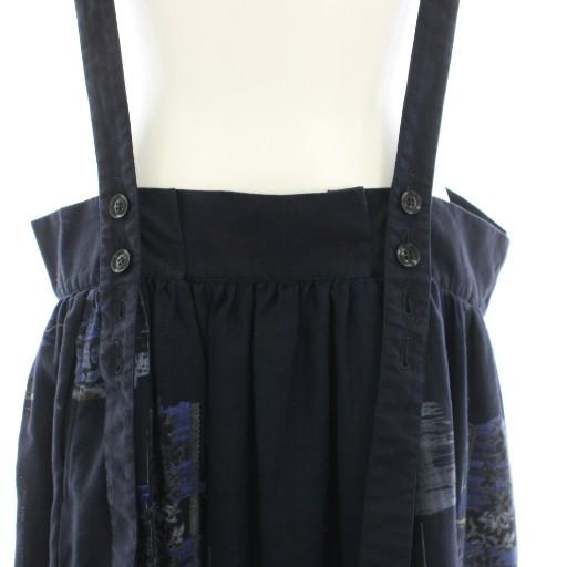 【中古】ワイズ Y's ヨウジヤマモト ジャンパースカート ロング 花柄 2 紺 ネイビー YR-S11-112 /YT レディース Y's（ワイズ） ヨウジヤマモト ジャンパースカート ロング 花柄 2 紺