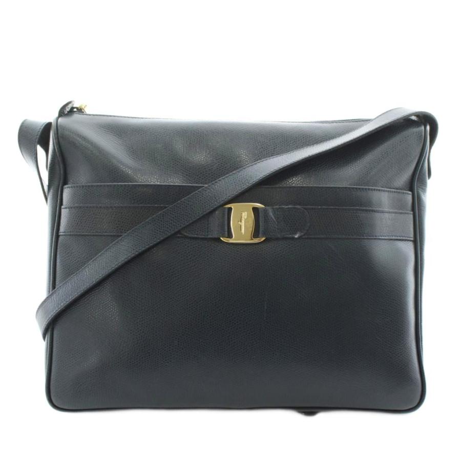 【中古】サルヴァトーレフェラガモ Salvatore Ferragamo ヴァラ ショルダーバッグ レザー 紺 ネイビー L217073 FERRAGAMO（フェラガモ） サルヴァトーレフェラガモ Salvatore