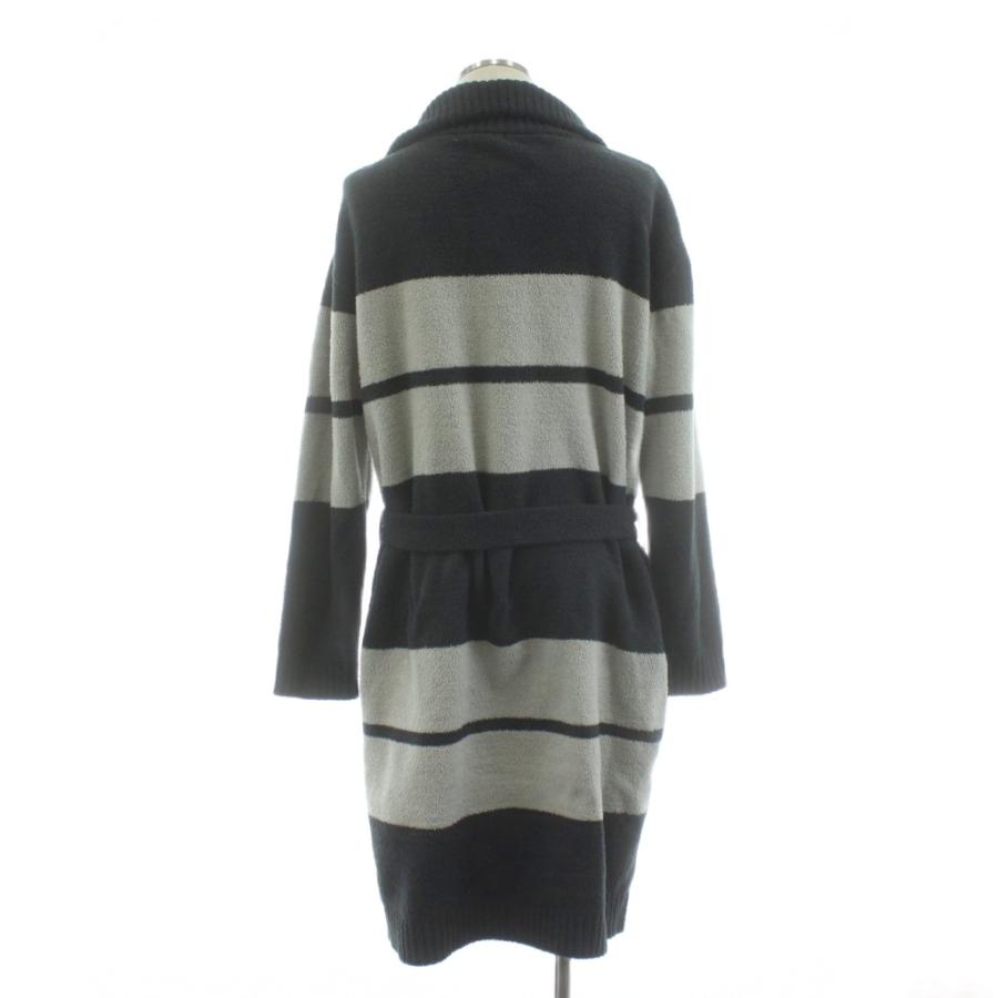 ジェラートピケオム カーディガン ガウン ロング 長袖 ボーダー柄