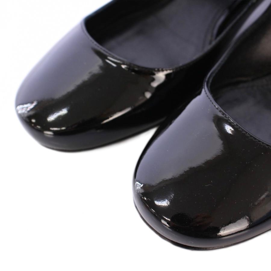 プラダ PRADA メリージェーン ストラップパンプス ラウンドトゥ チャンキーヒール パテントレザー ワンカラー 36.5 黒 ブラック /BB_3
