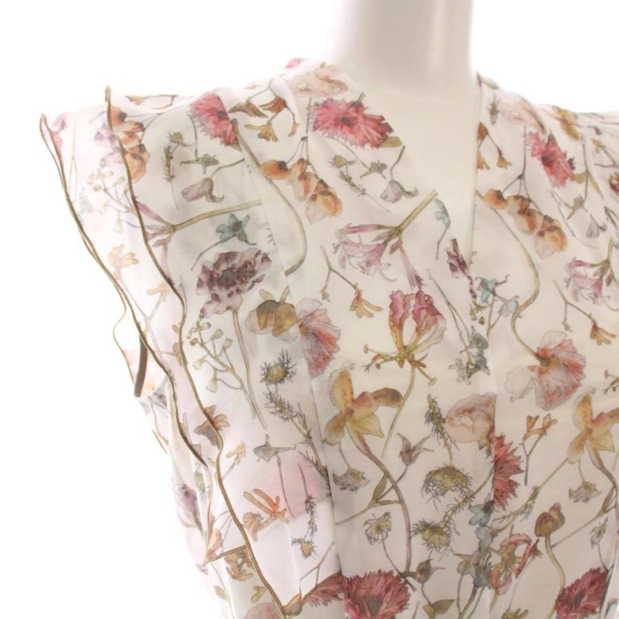 未使用品 アナイ ANAYI 24AW ボタニカルローンプリントラッフル袖