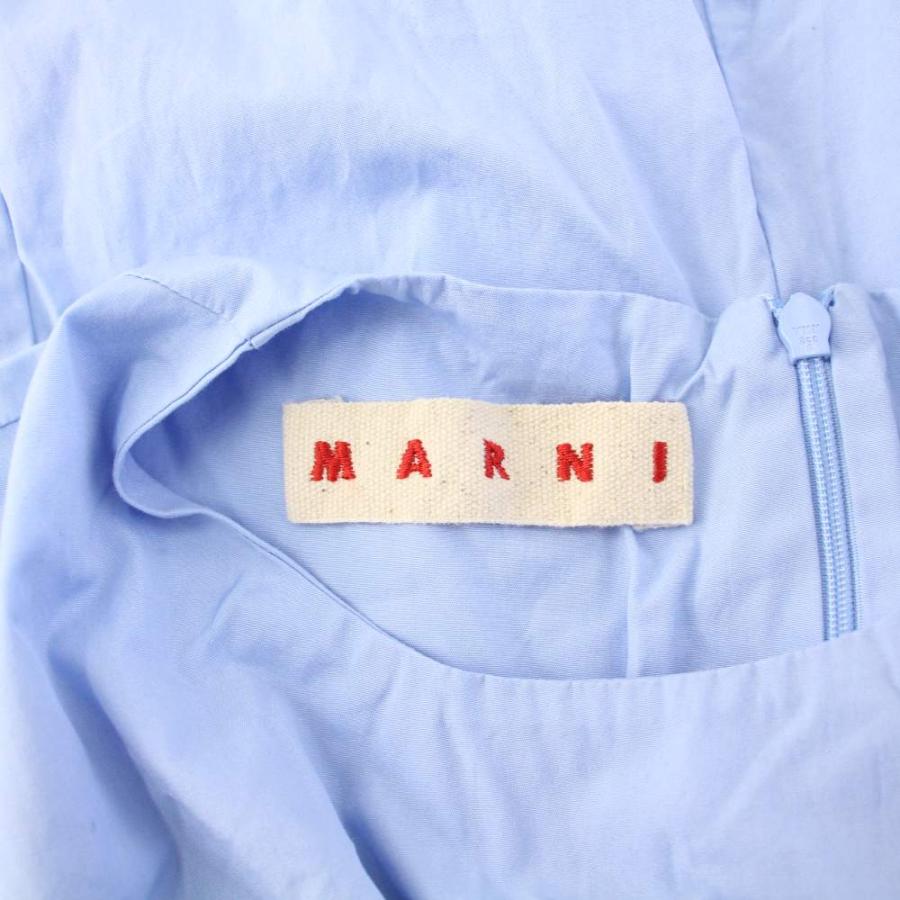 マルニ MARNI 24SS Iris Blue A-Line Midi Dress Aラインミディワンピース 半袖 ロング 38 水色 ABMA1220A0 UTC223 /KH レディースの画像
