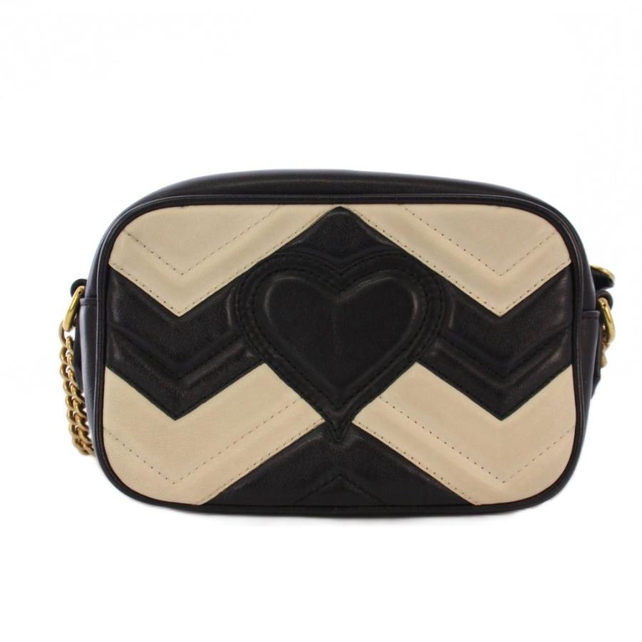 【中古】グッチ GUCCI GGマーモント ショルダーバッグ レザー 黒 白 448065 /KH ■OH レディース GUCCI（グッチ） GUCCI GGマーモント ショルダーバッグ レザー 黒 白