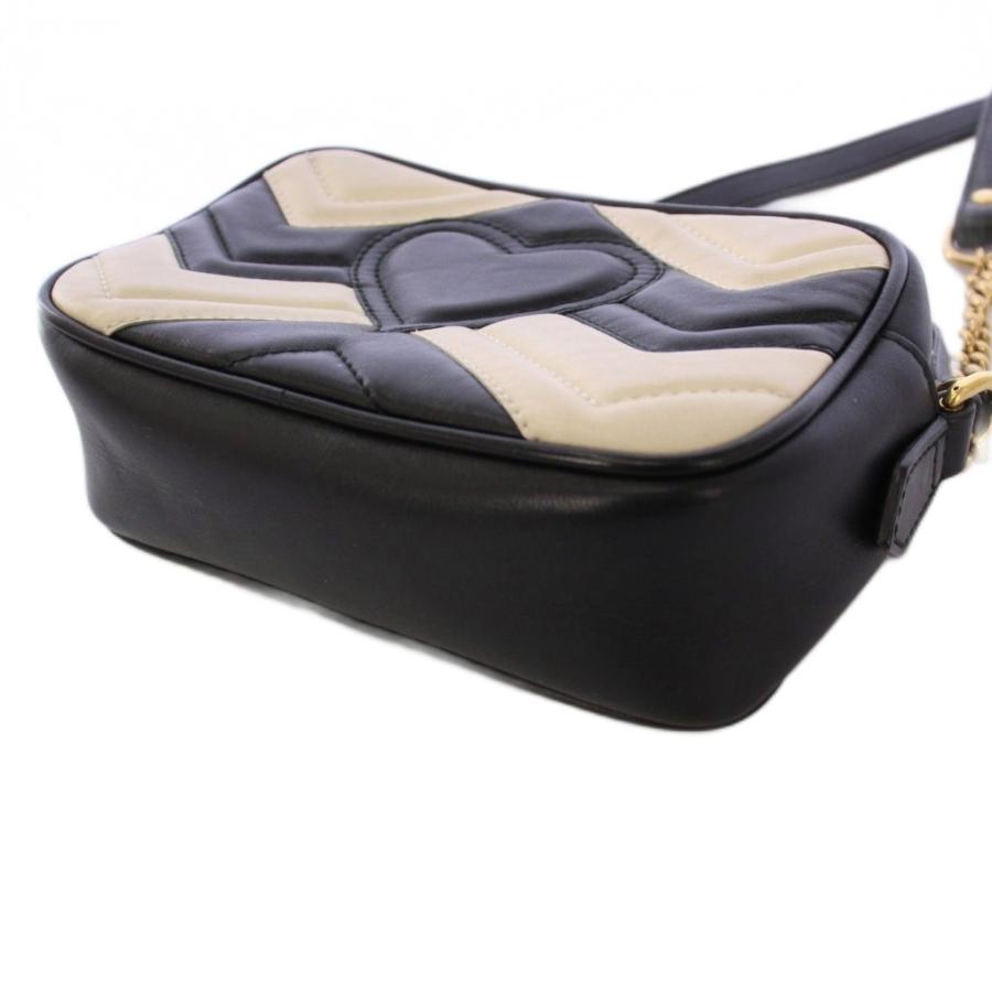 GUCCI（グッチ） GUCCI GGマーモント ショルダーバッグ レザー 黒 白