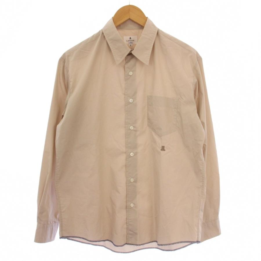 ランバンオンブルー LANVIN en Bleu シャツ 長袖 48 ライトベージュ 