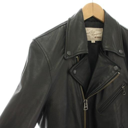 【中古】アヴィレックス AVIREX ダブルライダース レザージャケット アウター ラムレザー M 黒 6181049 メンズ AVIREX（アヴィレックス） ダブルライダース レザージャケット