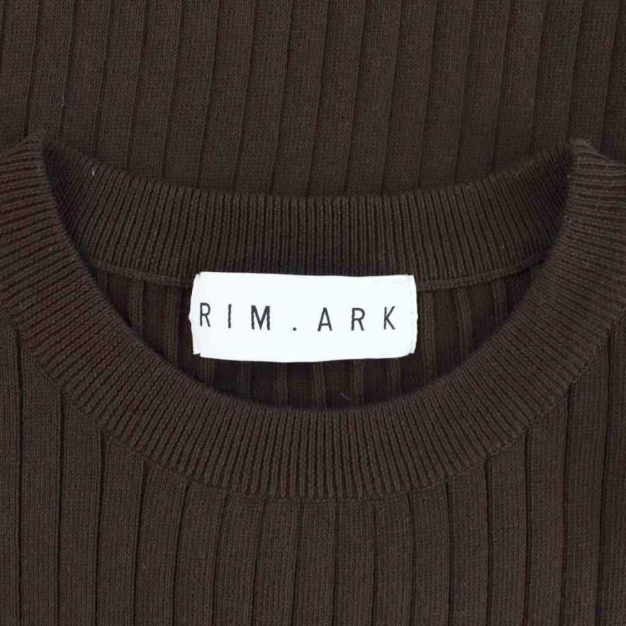 リムアーク rim.ark ワンピース 36 ブラウン リブニット スリット ひざ 