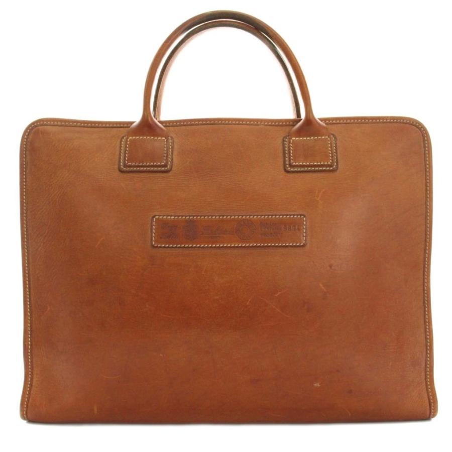 状態良【フェリージ本物】ブリーフケース/レザー/ブラック×ブラウン