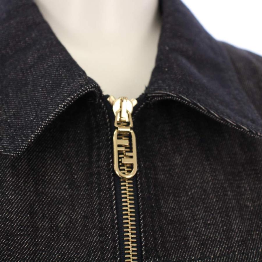 フェンディ FENDI 23年製 デニムワンピース 七分袖 ひざ丈 プリーツ 切替 42 紺 FLD553 AQ90 /KH レディース_6