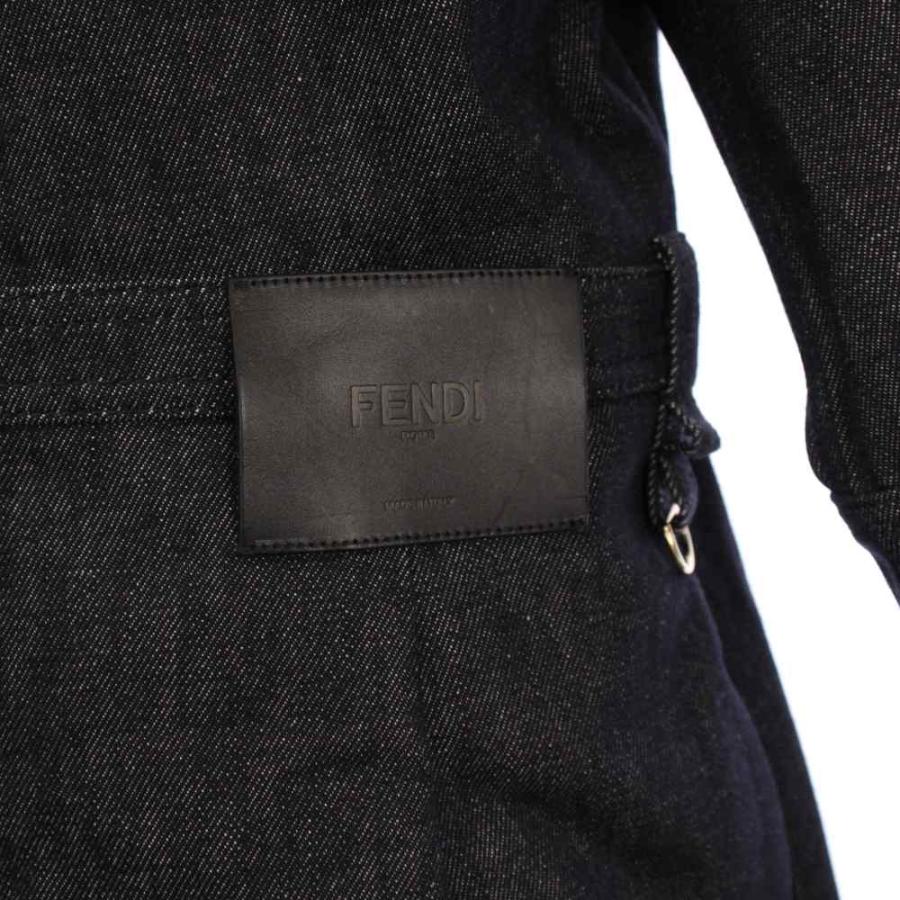 フェンディ FENDI 23年製 デニムワンピース 七分袖 ひざ丈 プリーツ 切替 42 紺 FLD553 AQ90 /KH レディース_7