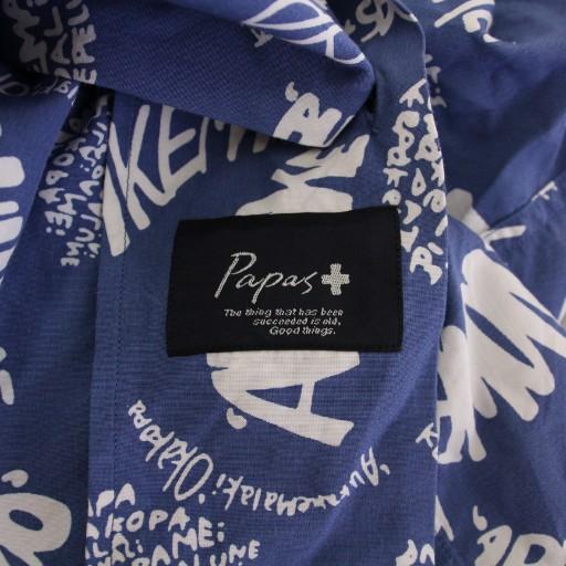 パパス Papas アロハシャツ カジュアル 半袖 オープンカラー 総柄 バイ