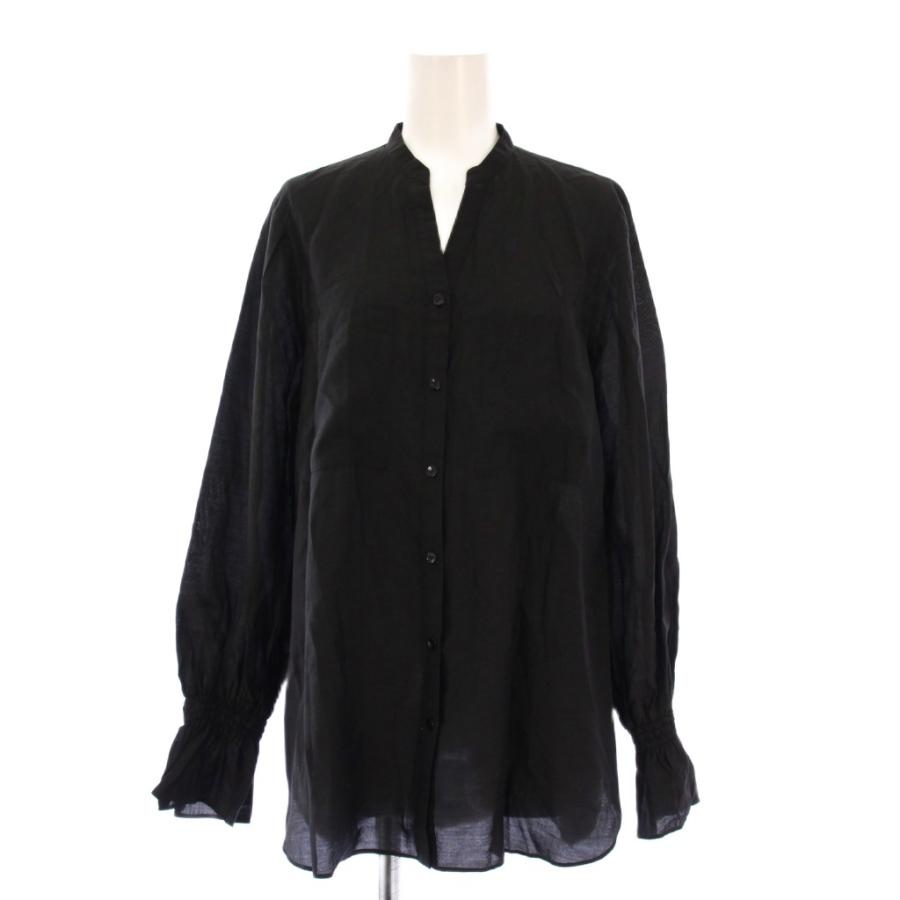 アナイ ANAYI シャツ ブラウス 長袖 スキッパー ワンカラー 38 黒