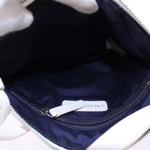 ラコステ LACOSTE ショルダーバッグ ピケ柄 ロゴ 総柄 PVC 白 茶 LACOSTE（ラコステ） ショルダーバッグ ピケ柄 ロゴ 総柄 PVC 白