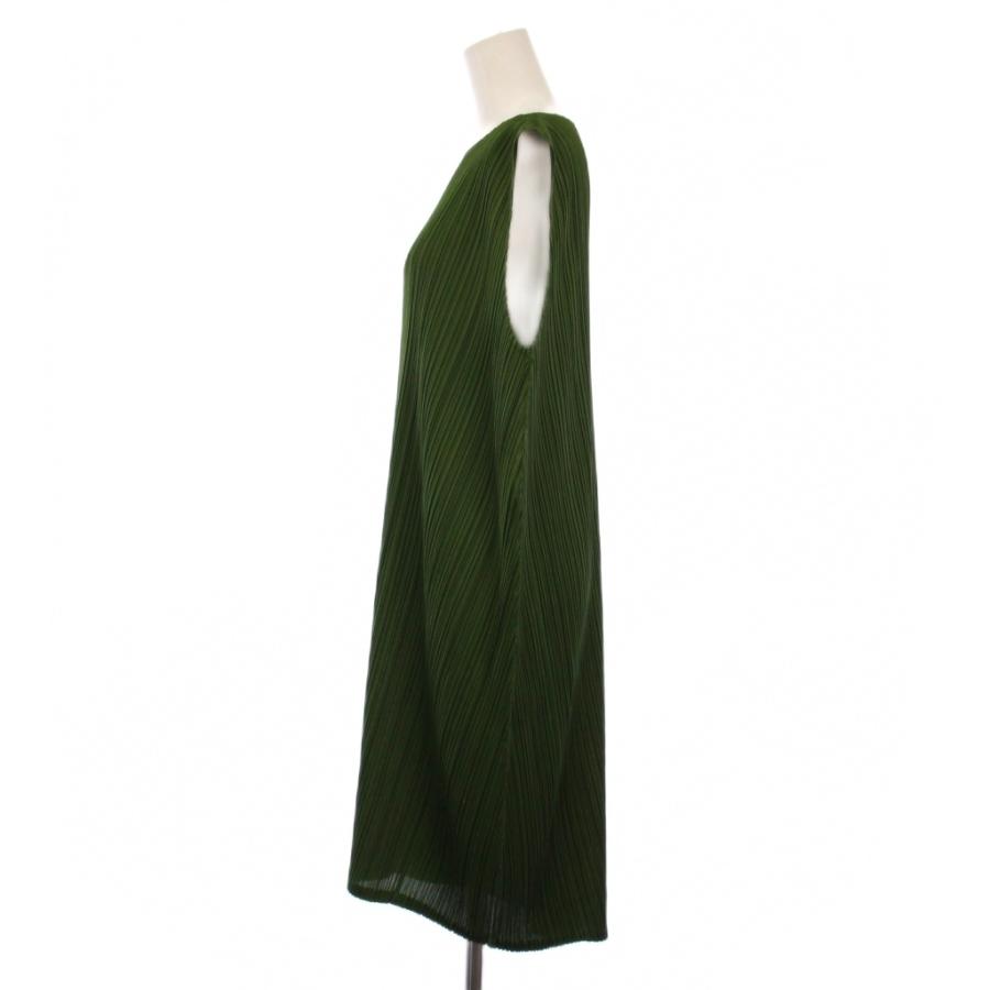 ISSEY MIYAKEプリーツプリーズ ワンピース ノースリーブ 緑 サイズ3 プリーツプリーズ PLEATS PLEASE イッセイミヤケ ワンピース ひざ丈