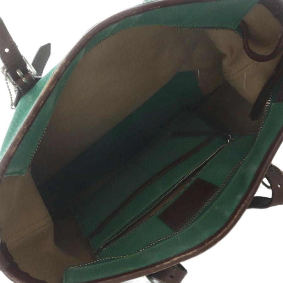 COACH メンズ トートバッグ 美品 キャンバス×レザー 大容量 グリーン COACH（コーチ） トートバッグ キャンバス ハンドバッグ 緑 グリーン