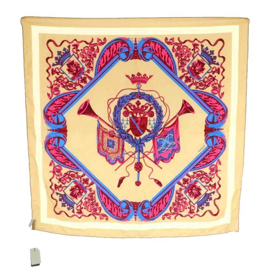 新品未使用タグ付き⭐︎マニプリ　Manipuri 人気大判スカーフ マニプリ manipuri スカーフ シルク 総柄 88×88 ベージュ マルチカラー