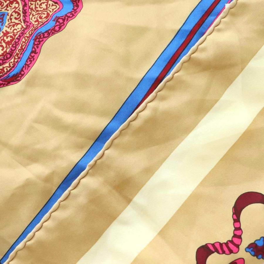 マニプリ manipuri スカーフ シルク 総柄 88×88 ベージュ マルチカラー