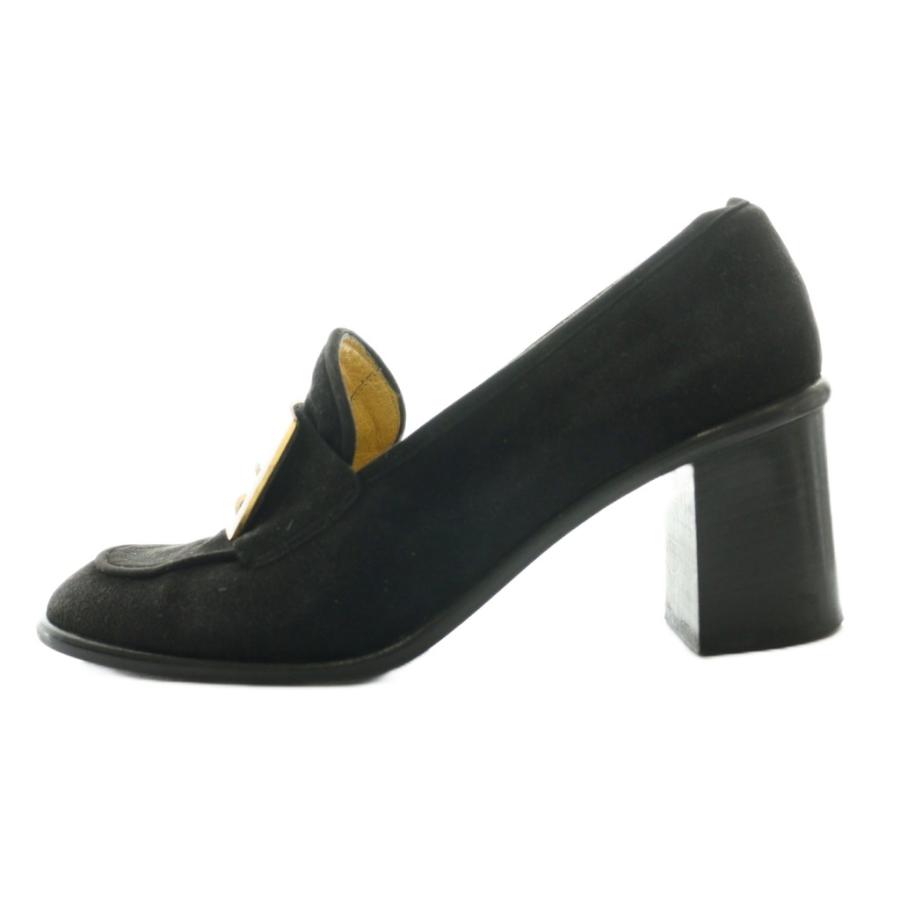 FENDI（フェンディ） スエードヒールローファー 35.5 黒 ブラック /SS