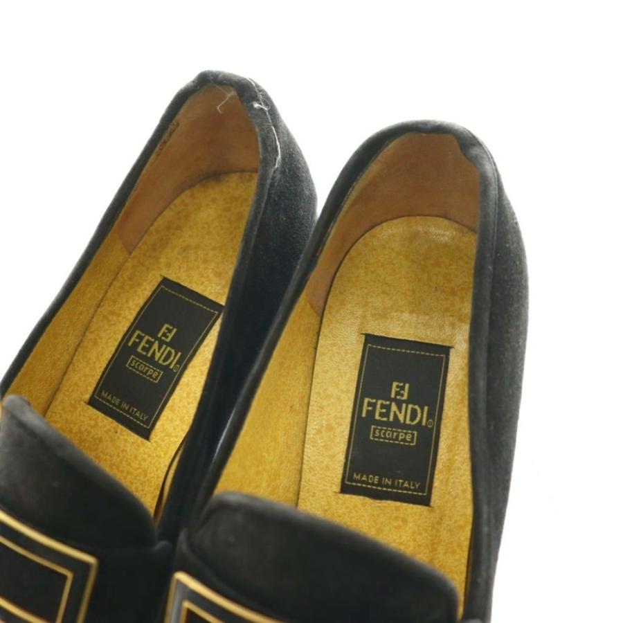 FENDI（フェンディ） スエードヒールローファー 35.5 黒 ブラック /SS