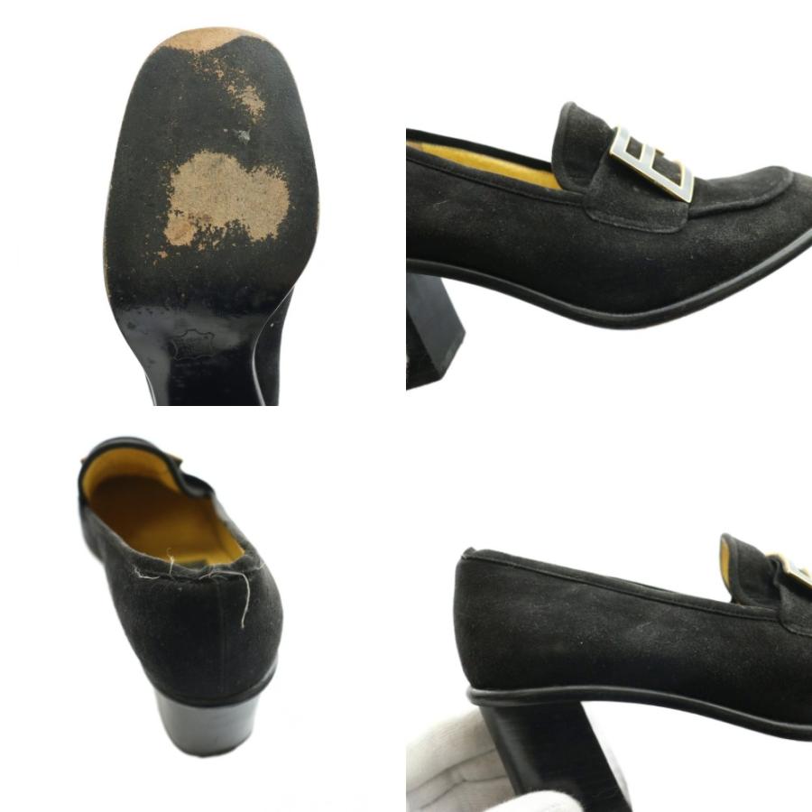 FENDI（フェンディ） スエードヒールローファー 35.5 黒 ブラック /SS