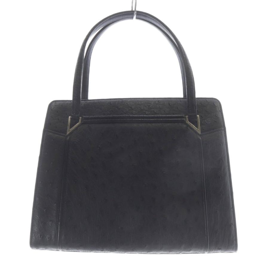 オーストリッチ　ハンドバッグ　黒 ノーブランド オーストリッチ ハンドバッグ 黒 ブラック /SR