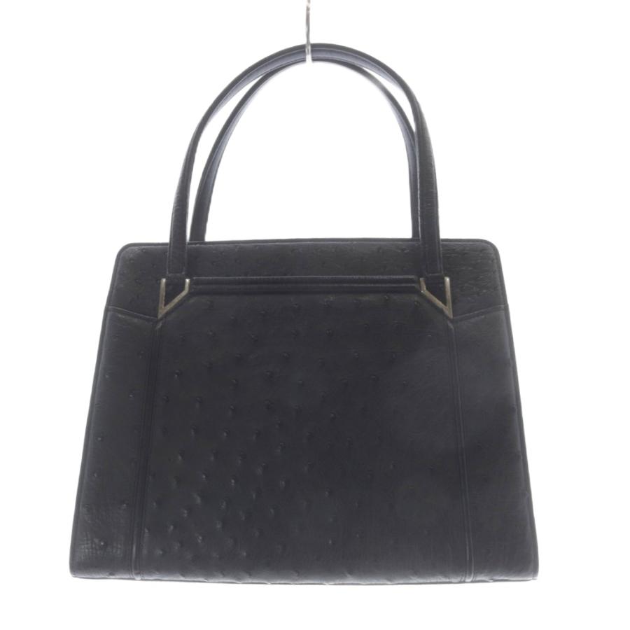 ノーブランド オーストリッチ ハンドバッグ 黒 ブラック /SR