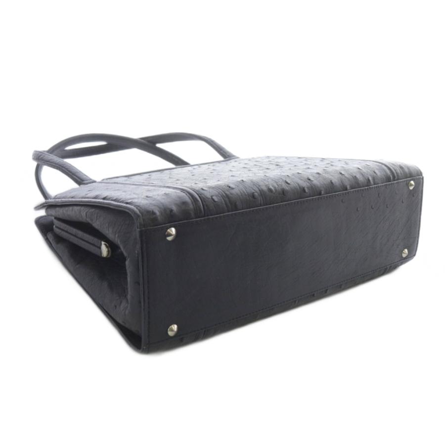 未使用・保管品✨　HIGH CLASS オーストリッチ　ハンドバッグ　黒　本革 ノーブランド オーストリッチ ハンドバッグ 黒 ブラック /SR