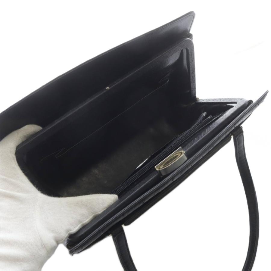 ノーブランド オーストリッチ ハンドバッグ 黒 ブラック /SR