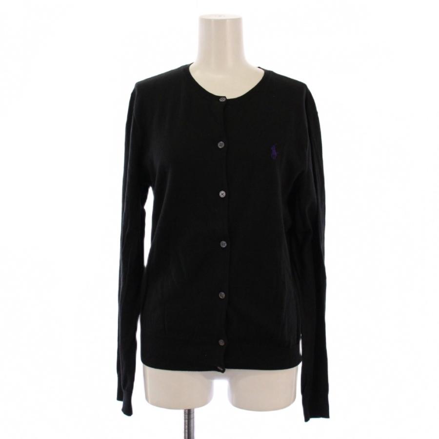 ポロラルフローレン　Мサイズ　刺繍入り黒長袖カーディガン ポロ ラルフローレン POLO RALPH LAUREN カーディガン 長袖 クルー