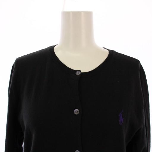 ポロラルフローレン　Мサイズ　刺繍入り黒長袖カーディガン ポロラルフローレン Мサイズ 刺繍入り黒長袖カーディガン