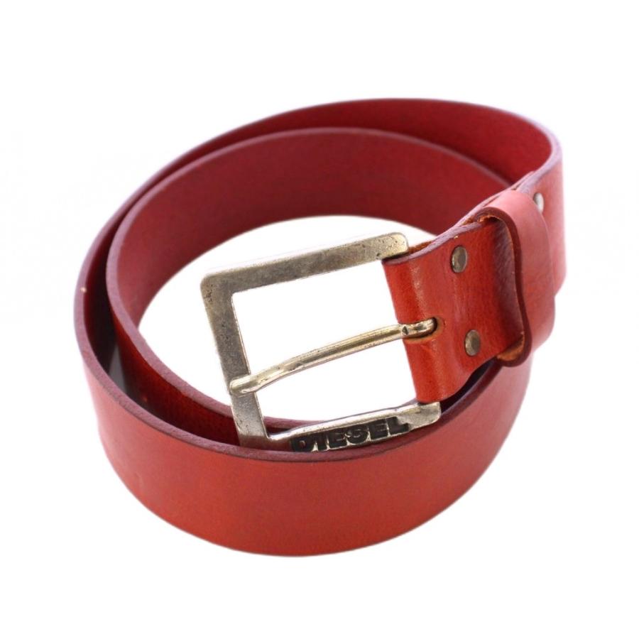 DIESEL（ディーゼル） ベルト レザー ワンカラー 牛革 90/36 赤 レッド