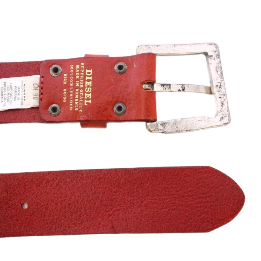 DIESEL（ディーゼル） ベルト レザー ワンカラー 牛革 90/36 赤 レッド