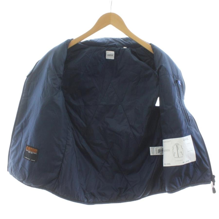 アスペジ ASPESI ナイロン ダブルジップベスト 中綿 XS 紺 ネイビー