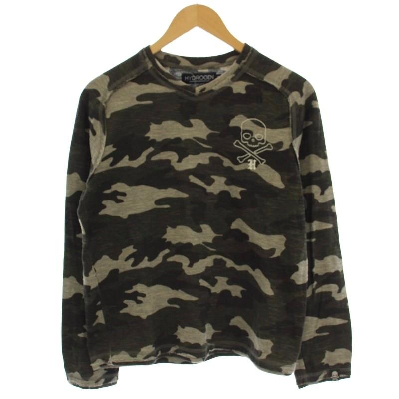 ハイドロゲン HYDROGEN スウェット Vネック 長袖 カモフラ 迷彩 スカル