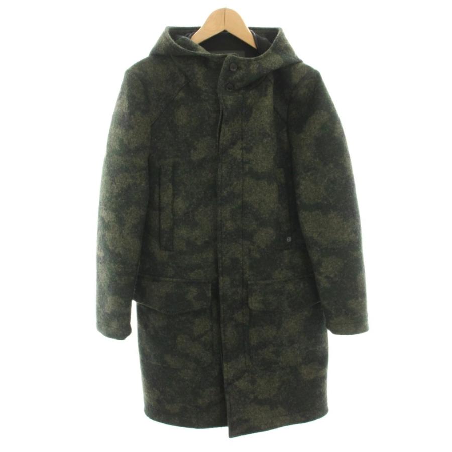 【中古】ハイドロゲン クオーレ ディ パンノ ウールコート アウター フード 迷彩柄 カモフラ柄 44 カーキ メンズ ハイドロゲン HYDROGEN クオーレ ディ パンノ cuore di panno ウール