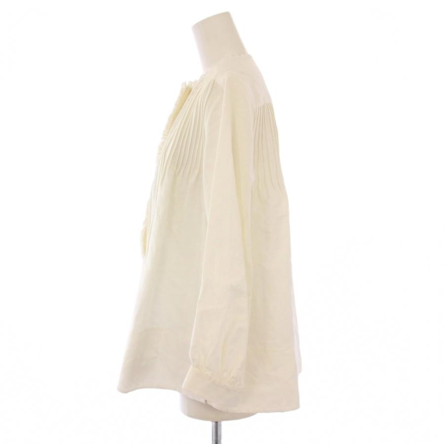 【美品】  Chloe / クロエ | シルク 総柄 シャツ ブラウス | 34 | ホワイト/ブルー | レディース Chloe（クロエ） 長袖 ブラウス RUFFLED BLOUSE ホワイト レディース