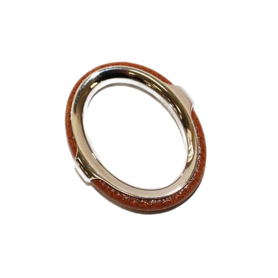 HERMES（エルメス） スカーフリング 茶 シルバーカラー /KH □OH