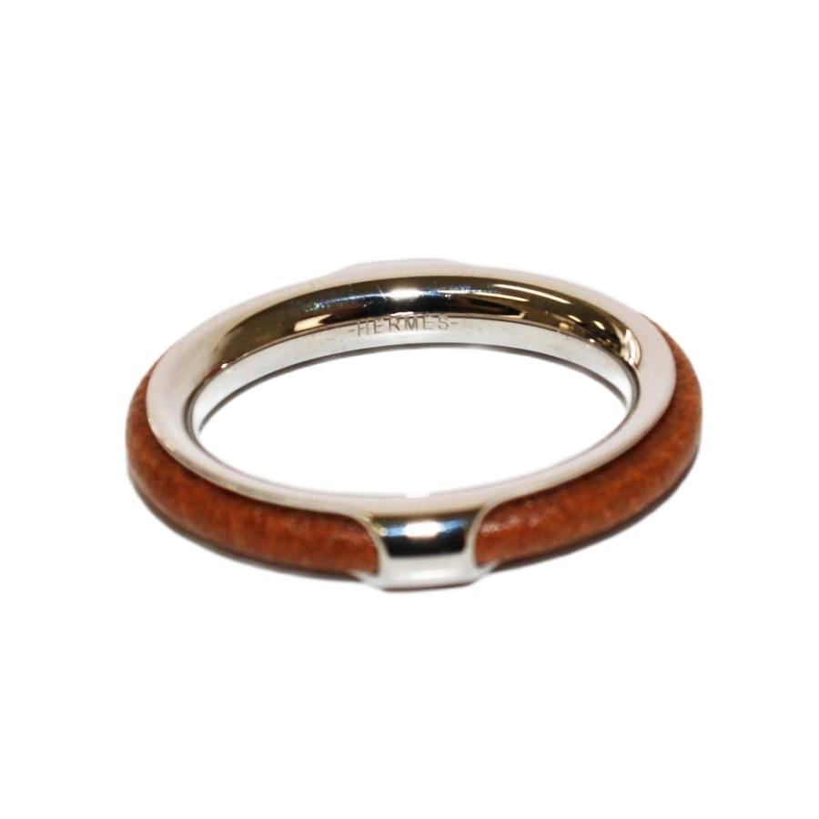 HERMES（エルメス） スカーフリング 茶 シルバーカラー /KH □OH