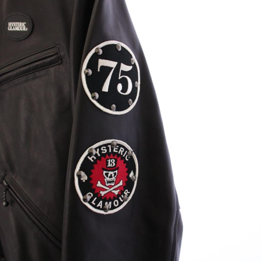 【美品】ヒステリックグラマー スタジャン 黒 レザー HYSTERIC GLAMOUR（ヒステリックグラマー）の「ロッカーズワッペン付