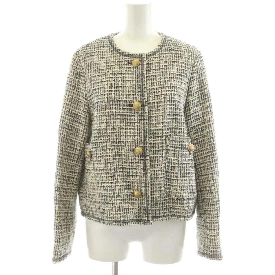 専用【新品未使用】 Mila Owen ミラオーウェン ノーカラーツイードjk ミラオーウェン Mila Owen ノーカラージャケット ツイード 0 黒