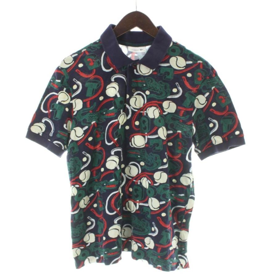 LACOSTE（ラコステ） ポロシャツ 半袖 M 紺 ネイビー マルチカラー 総 