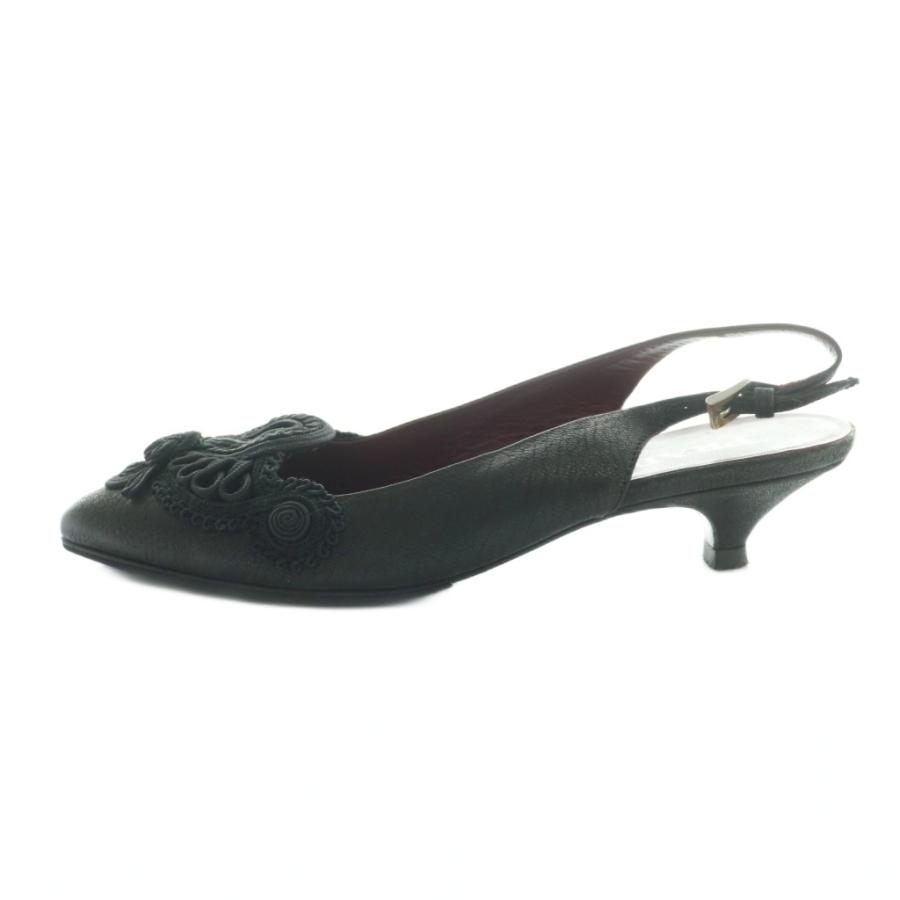 プラダ PRADA スリングバックパンプス サンダル 35 黒 ブラック /SS