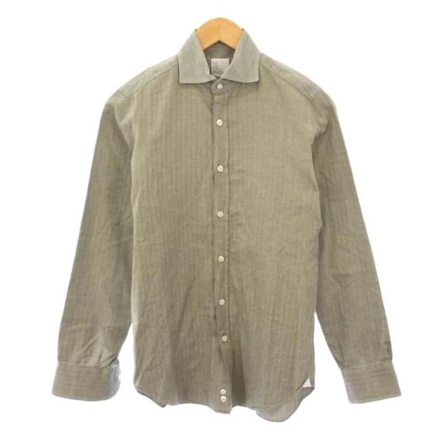 【美品】FINAMORE フィナモレ ホリゾンタルカラー 長袖シャツ フィナモレ finamore カジュアルシャツ 長袖 ホリゾンタル ワンカラー