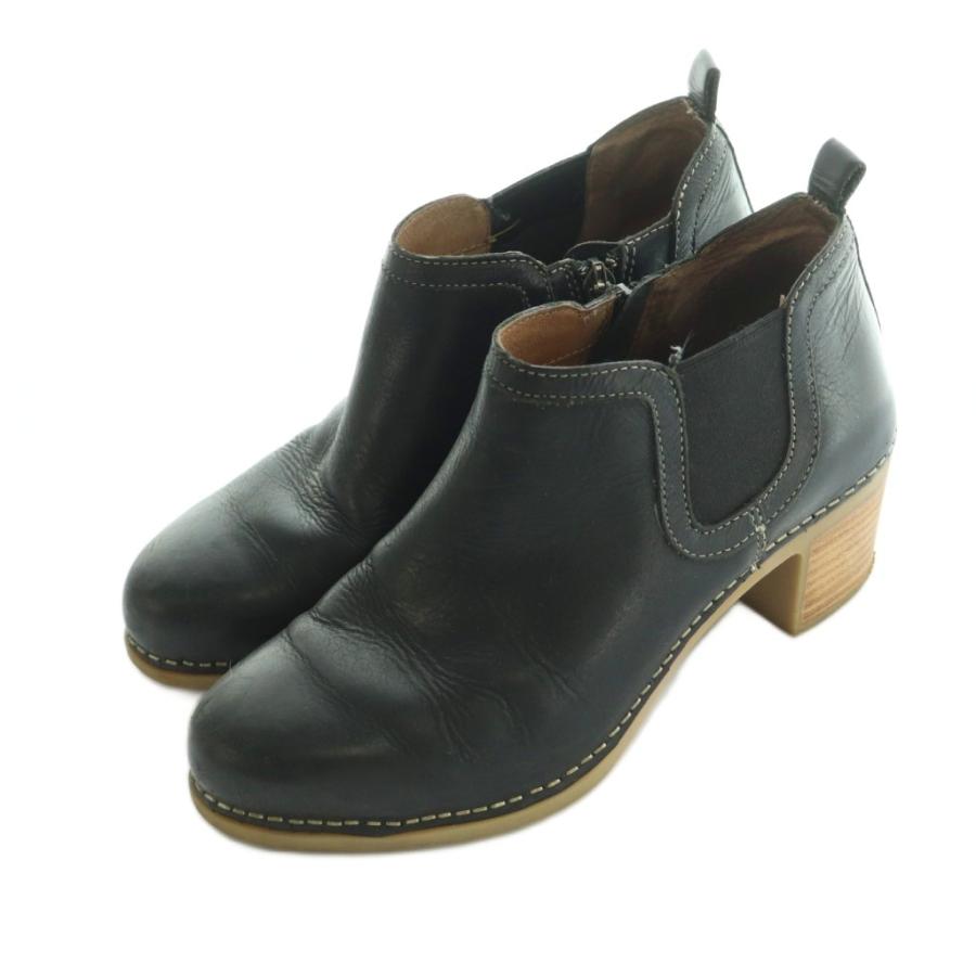 ダンスコ DANSKO ブーティ レザー チャンキーヒール 37 23.5-24.0cm 黒 