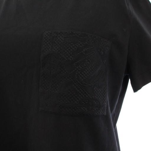【HERMES】黒　ドレス 刺繍入りポケット　ワンピース　Tシャツ HERMES（エルメス） ドレス刺繍入りポケットワンピース ひざ丈 半袖