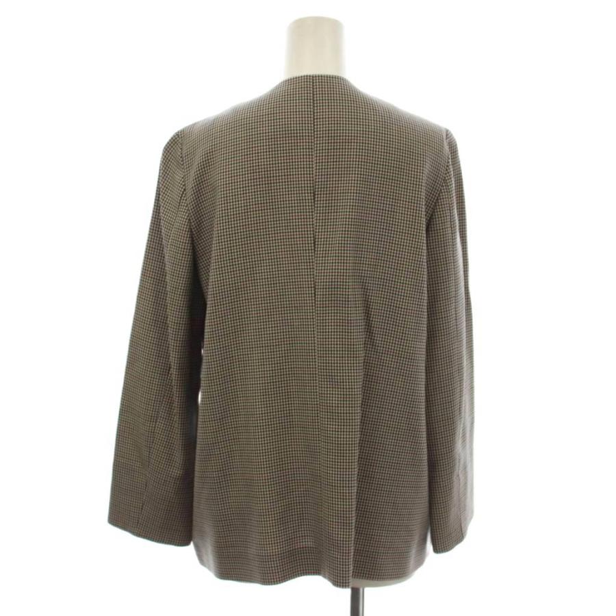 ANAYI - 【美品】アナイ ノーカラー ジャケット ベルテッド 千鳥格子 グレー M アナイ ANAYI ジャケット 36 ブラウン 千鳥格子 ノーカラー Vネック