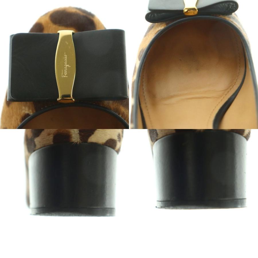 未使用✨ サルヴァトーレフェラガモ パンプス ヴァラ リボン チャンキーヒール FERRAGAMO（フェラガモ） サルヴァトーレフェラガモ ELINDA パンプス