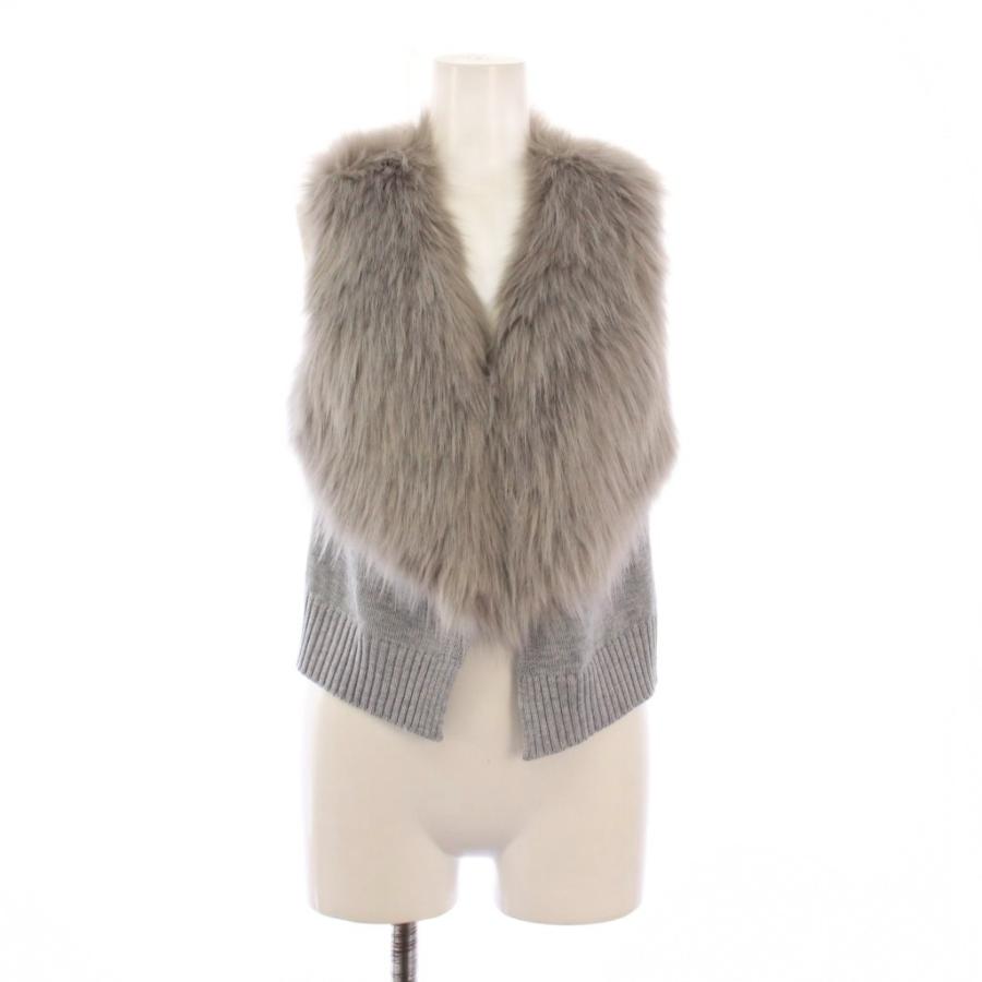 フェンネル FENNEL ニットベスト ショート丈 フェイクファー Vネック